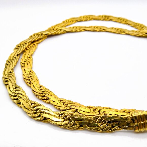 Vintage Gold Plated Flat Rope Chain Necklace - Picture 4 of 4
